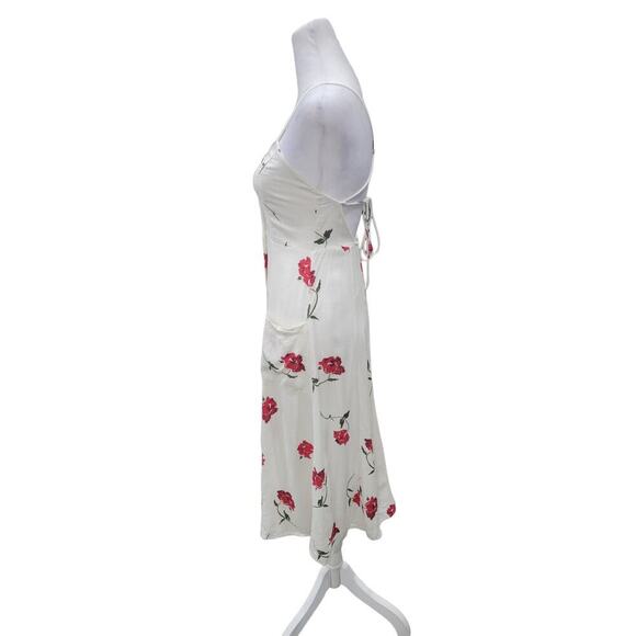Princess Polly Women's Floral Print‎ Button Down Midi Dress Size 4 White Red - Picture 6 of 16